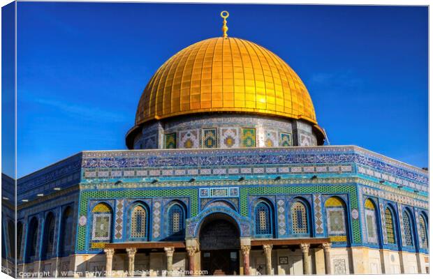 Dome of the Rock Islamic Mosque Temple Mount Jerusalem Israel  Canvas Print by William Perry