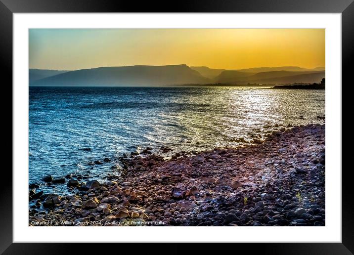 Sea of Galilee Capernaum from Saint Peter's House Israel  Framed Mounted Print by William Perry