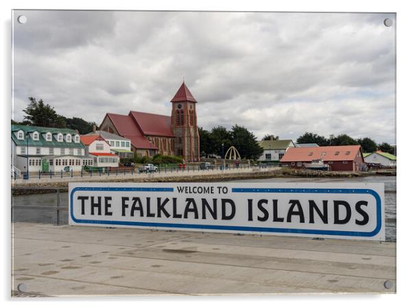 Welcome to Falklands sign in Stanley Falkland Islands Acrylic by Steve Heap