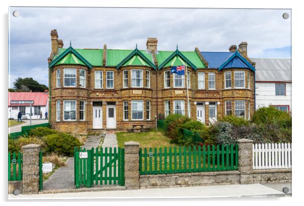 Jubilee Villas on the main street of Stanley Falkland Islands Acrylic by Steve Heap