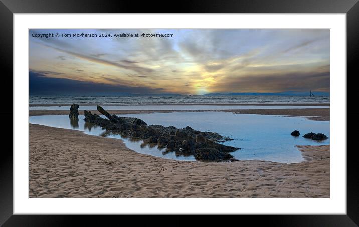 Old wreck in Burghead Bay Framed Mounted Print by Tom McPherson