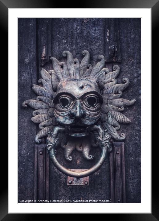 Sanctuary Knocker of Durham Cathedral Framed Mounted Print by Anthony Horrocks