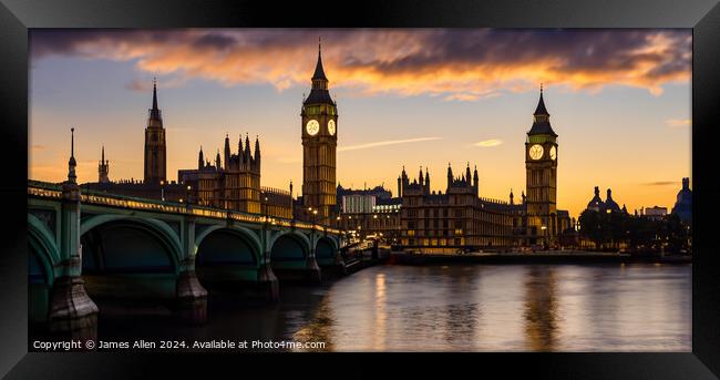 Big Ben At Sunset London  Framed Print by James Allen