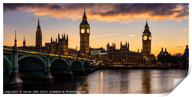 Big Ben At Sunset London  Print by James Allen