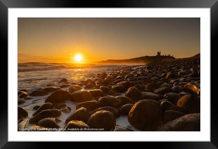 Early morning sun on Boulder Beach by  Dunstanburg Framed Mounted Print by Edward Bilcliffe