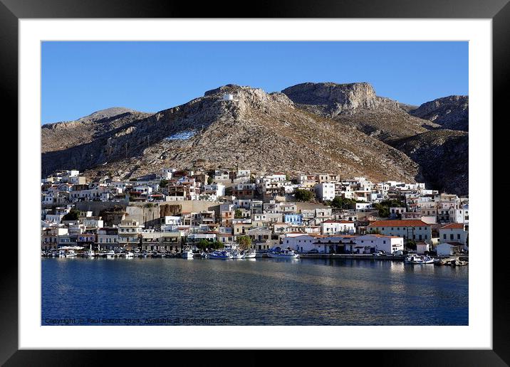 Pothia waterfront, Kalymnos 2 Framed Mounted Print by Paul Boizot