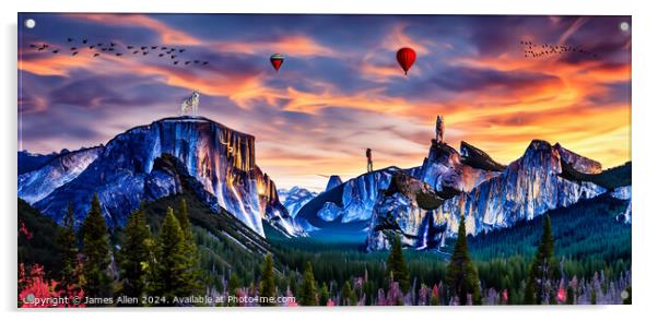 Yosemite National Park At Sunset Acrylic by James Allen