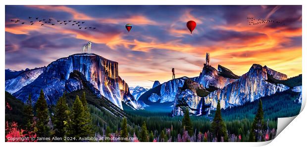 Yosemite National Park At Sunset Print by James Allen
