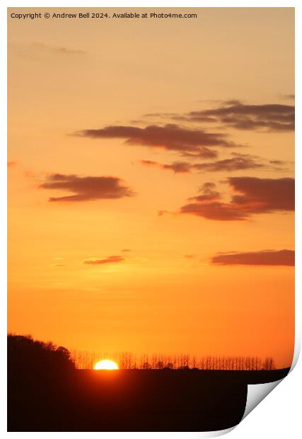 Clouds and silhouettes sunset Print by Andrew Bell