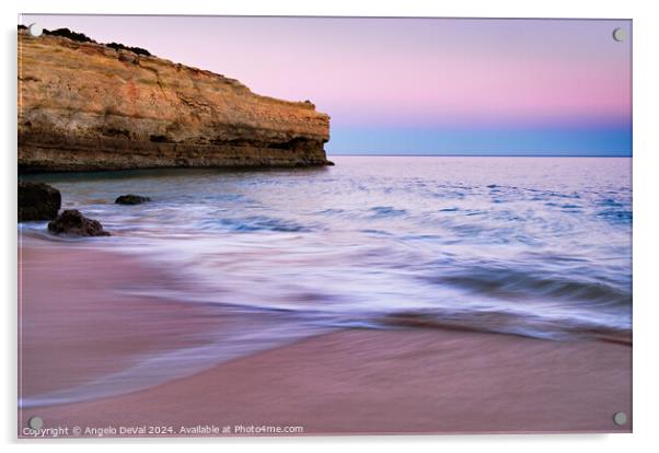Dusk Waves in Albandeira Beach 2 Acrylic by Angelo DeVal