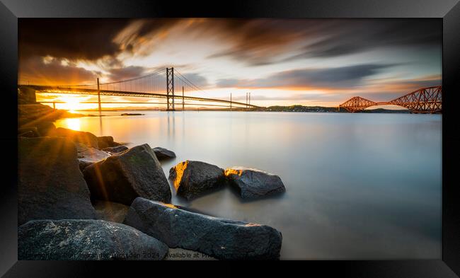 Forth Bridges Sunset Framed Print by Don Alexander Lumsden