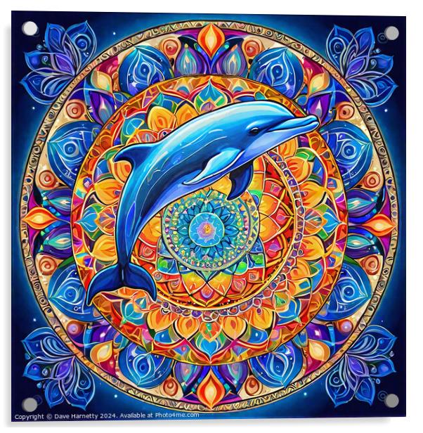 Dolphin Mandala Acrylic by Dave Harnetty