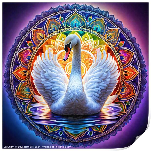 Swan Mandala. Print by Dave Harnetty
