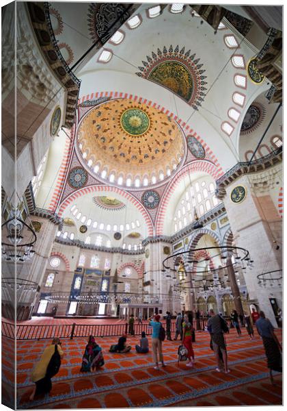 Suleymaniye Mosque Interior in Istanbul Canvas Print by Artur Bogacki