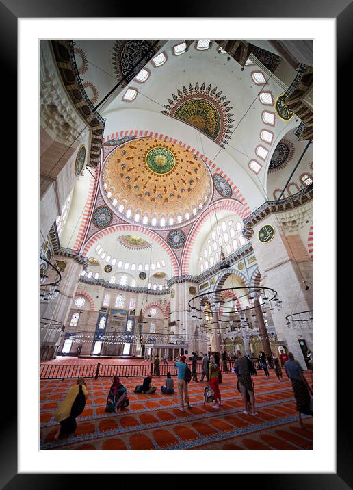 Suleymaniye Mosque Interior in Istanbul Framed Mounted Print by Artur Bogacki