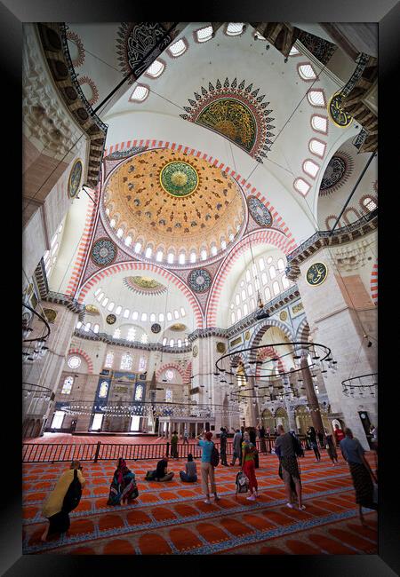 Suleymaniye Mosque Interior in Istanbul Framed Print by Artur Bogacki