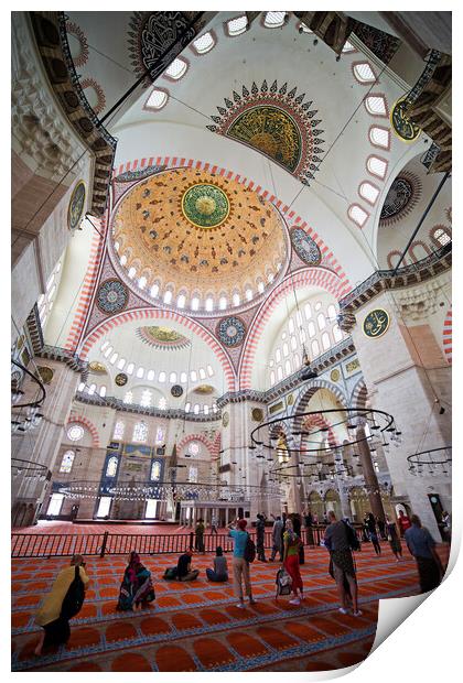 Suleymaniye Mosque Interior in Istanbul Print by Artur Bogacki