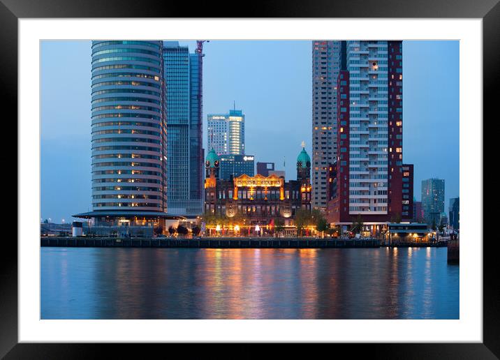Rotterdam City Downtown at Dusk Framed Mounted Print by Artur Bogacki