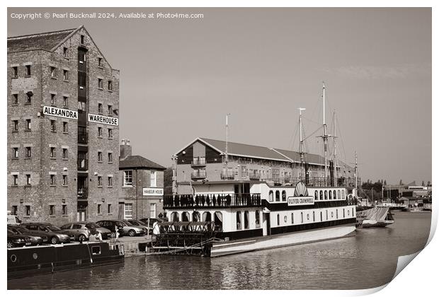 Gloucester Docks Oliver Cromwell Paddle Boat in Se Print by Pearl Bucknall