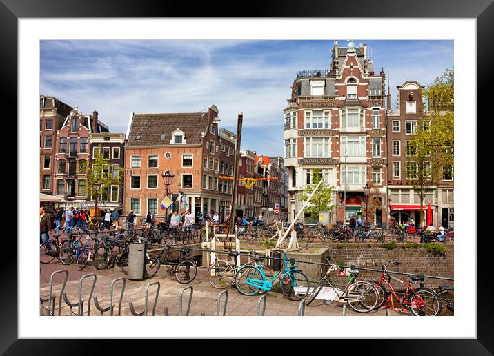 City of Amsterdam in Holland Framed Mounted Print by Artur Bogacki