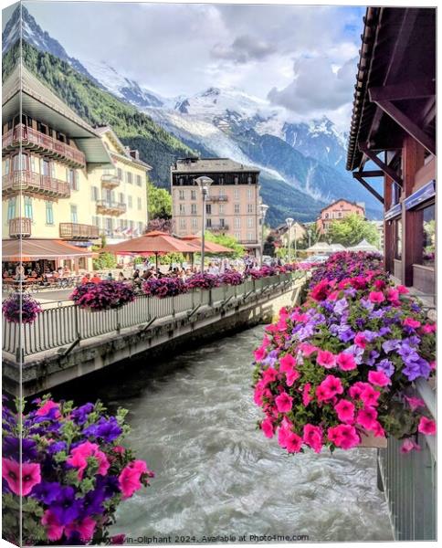 Chamonix flowers & mountains Canvas Print by Robert Galvin-Oliphant