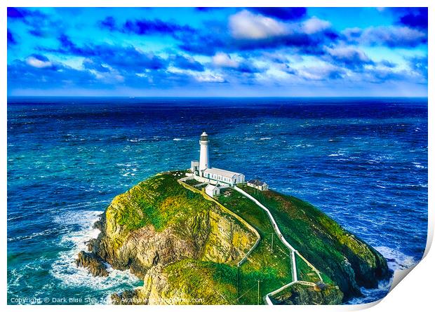 Irish Sea and South Stack Lighthouse Print by Dark Blue Star