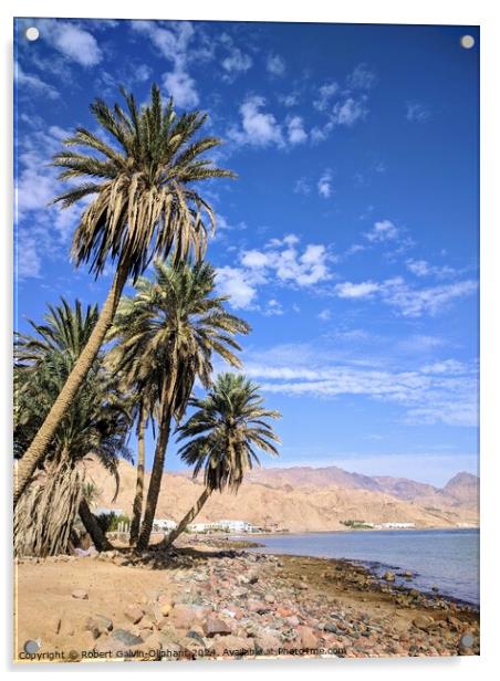 Palms on a Dahab, Egypt beach Acrylic by Robert Galvin-Oliphant