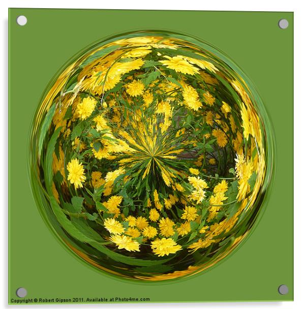 Abstract Yellow flower paperweight Acrylic by Robert Gipson