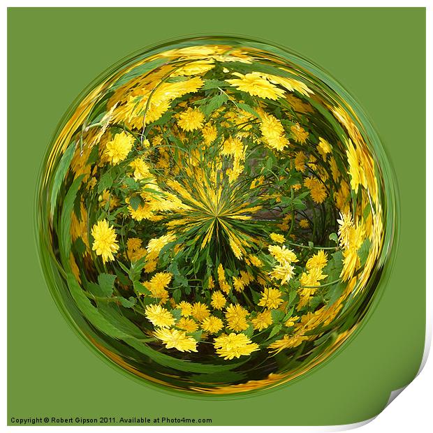 Abstract Yellow flower paperweight Print by Robert Gipson