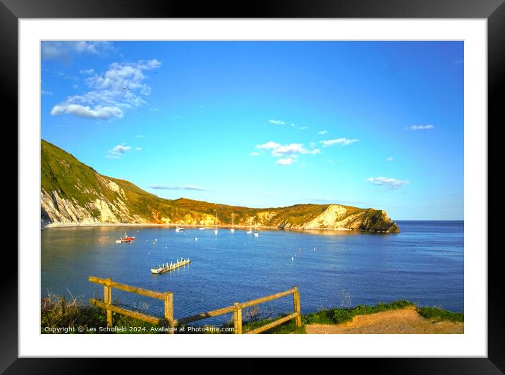 Lulworth Cove Dorset Framed Mounted Print by Les Schofield