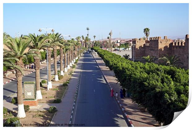 Avenue Moulay Rachid and Taroudant city walls Print by Paul Boizot