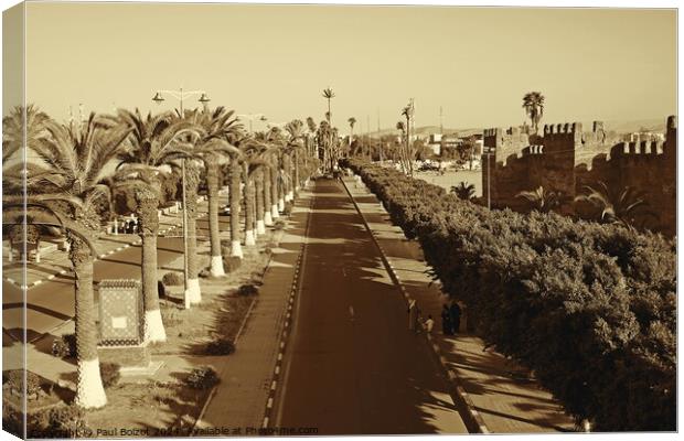 Avenue Moulay Rachid and Taroudant city walls, sepia Canvas Print by Paul Boizot