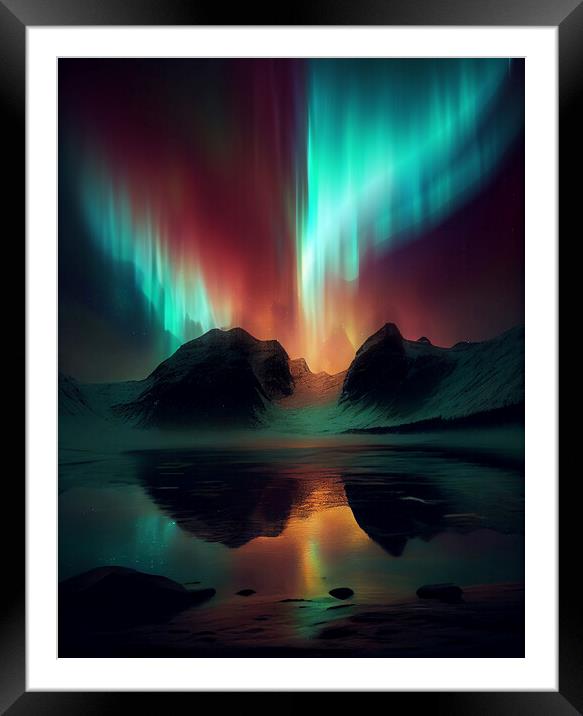 Aurora borealis Framed Mounted Print by Mirjana Bogicevic