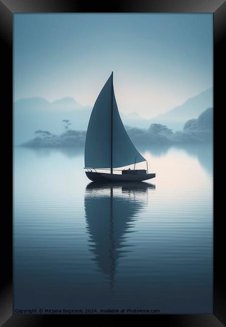 Sailbot on the calm water surface Framed Print by Mirjana Bogicevic