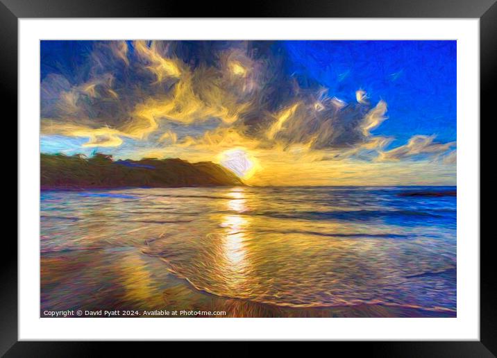 St Lucia Beach Sunset Art Framed Mounted Print by David Pyatt