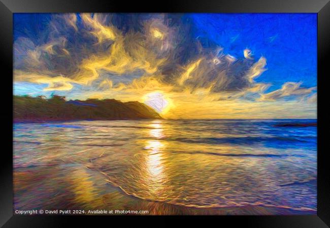 St Lucia Beach Sunset Art Framed Print by David Pyatt