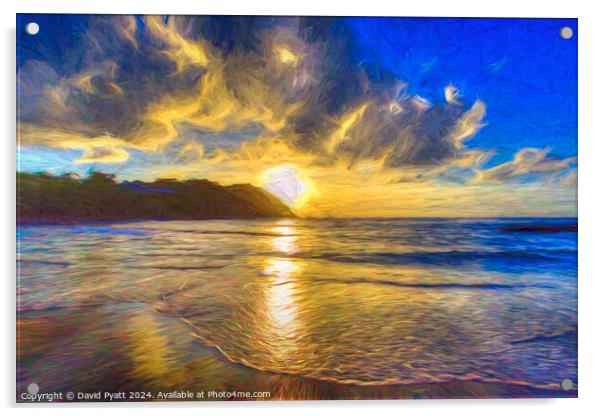 St Lucia Beach Sunset Art Acrylic by David Pyatt