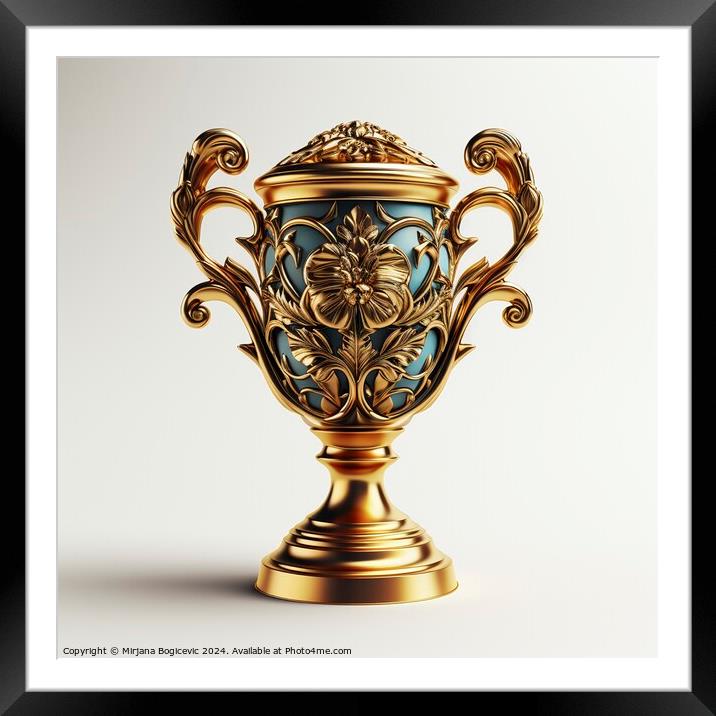 Trophy icon on white background Framed Mounted Print by Mirjana Bogicevic
