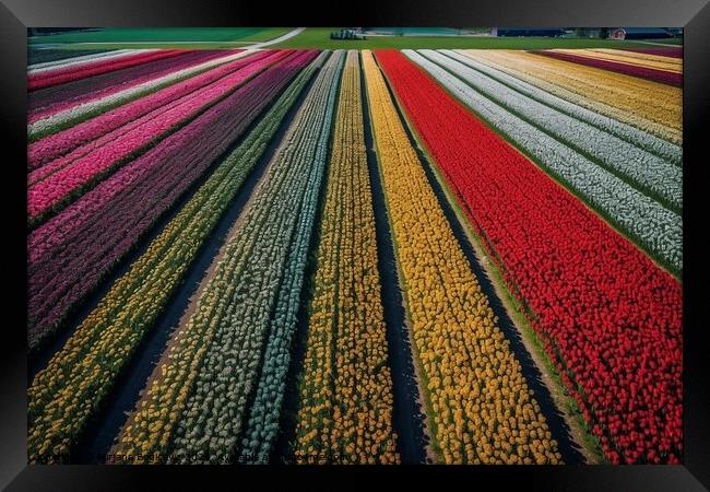 Mesmerizing drone view at flower fields in Netherland Framed Print by Mirjana Bogicevic