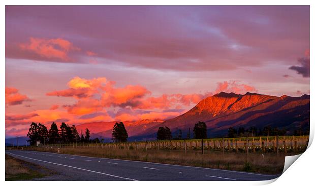 Mount Patriach and the Red Hills,  Wairau Valley Blenheim Print by Maggie McCall