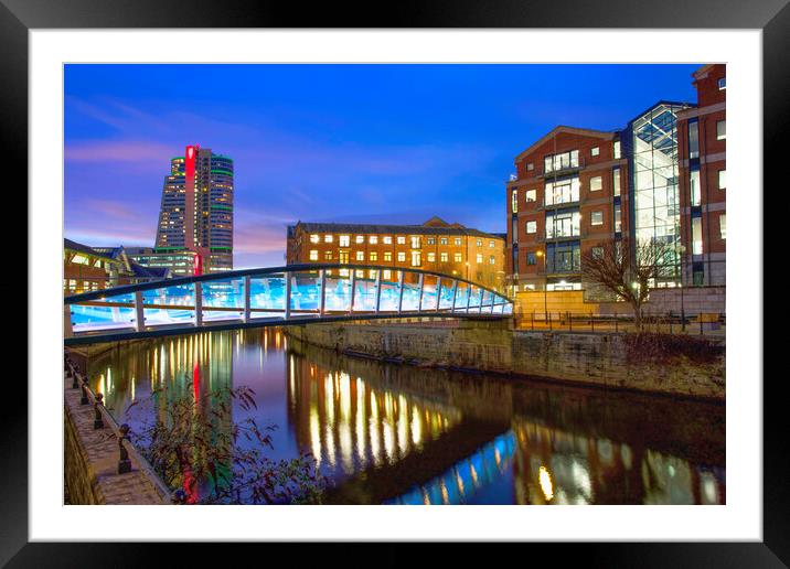 Leeds at Night Framed Mounted Print by Alison Chambers