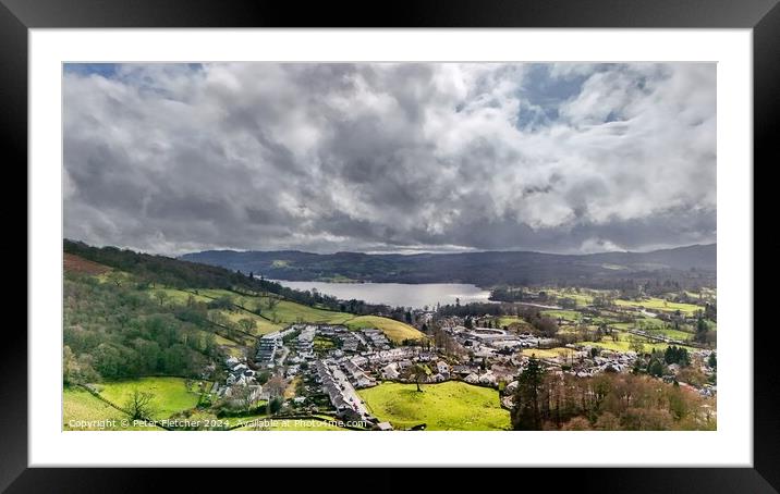Ambleside Aerial  Framed Mounted Print by Peter Fletcher