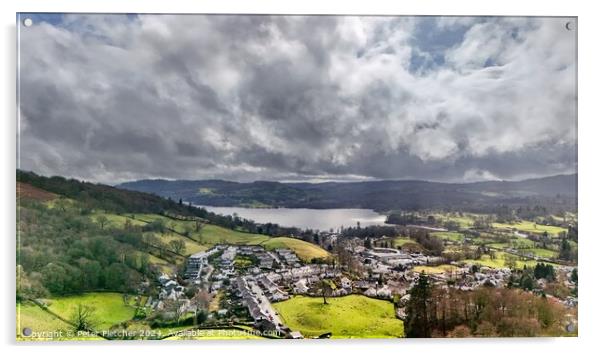 Ambleside Aerial  Acrylic by Peter Fletcher