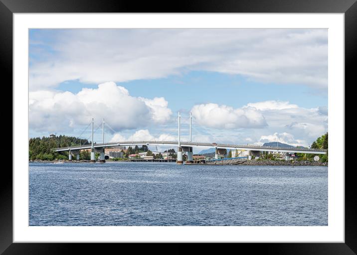 The John O'Connell Bridge cable-stayed bridge over the Sitka Channel, Sitka, Alaska Framed Mounted Print by Dave Collins