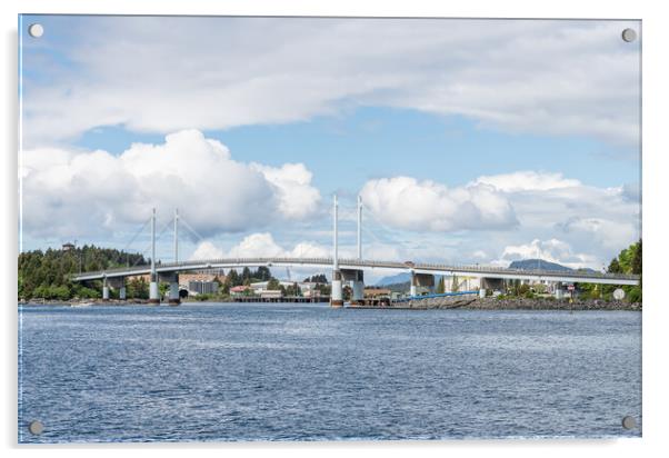 The John O'Connell Bridge cable-stayed bridge over the Sitka Channel, Sitka, Alaska Acrylic by Dave Collins