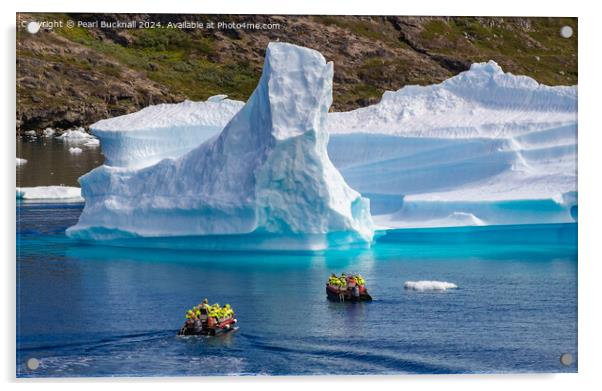 Visiting an Iceberg on Greenland Coast Acrylic by Pearl Bucknall