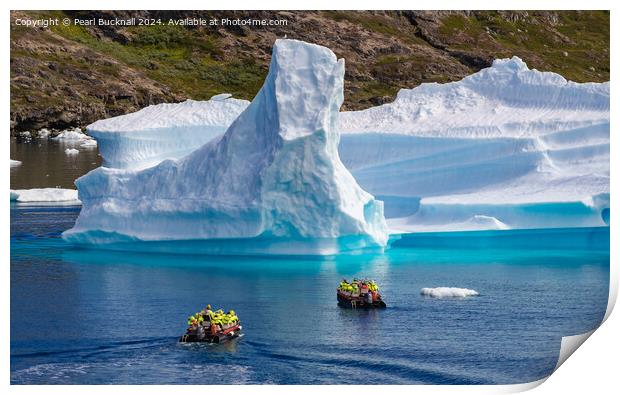 Visiting an Iceberg on Greenland Coast Print by Pearl Bucknall
