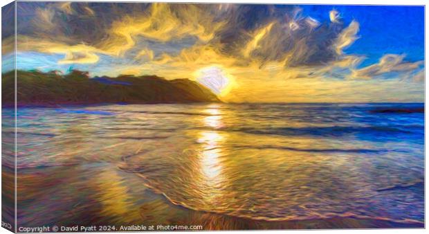 St Lucia Beach Sunset Art Panorama Canvas Print by David Pyatt