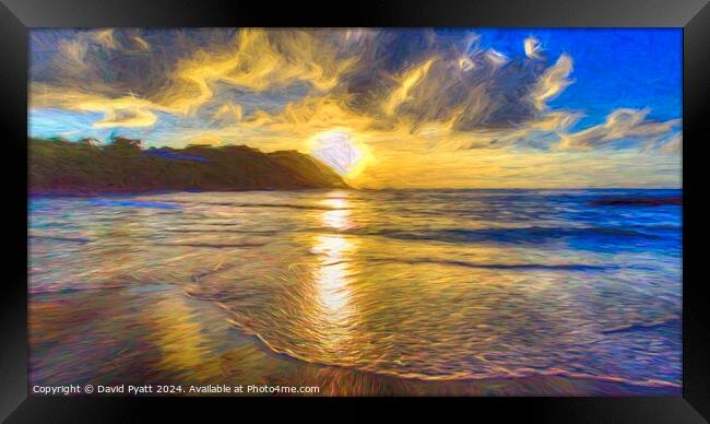 St Lucia Beach Sunset Art Panorama Framed Print by David Pyatt