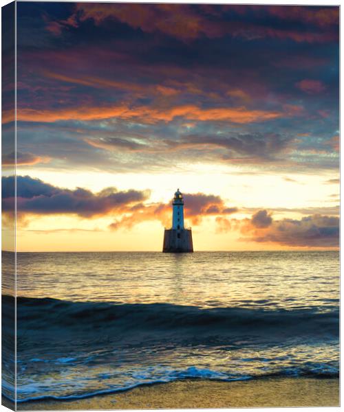 Fiery Sunrise Over Rattray Lighthouse Canvas Print by Anthony McGeever
